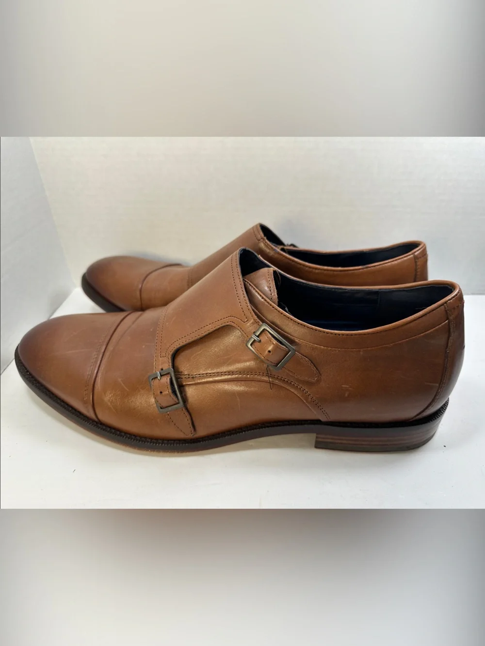 Cole Haan Harrison Grand 2.0 Dress Shoes Size 12 Tan Double Monk Strap Leather